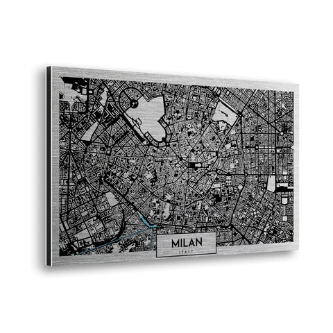 Milan Aerial Map Metal Wall Art