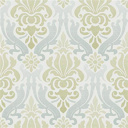Blue and Green Nouveau Damask Peel And Stick Wallpaper