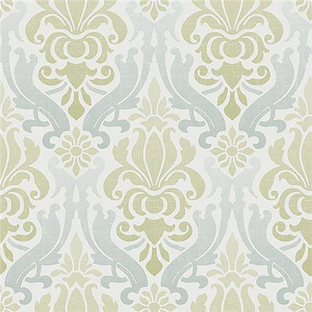 Blue and Green Nouveau Damask Peel And Stick Wallpaper