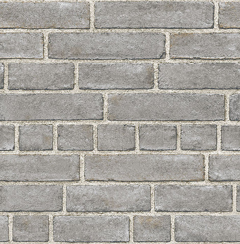Grey Brick Facade Peel and Stick Wallpaper
