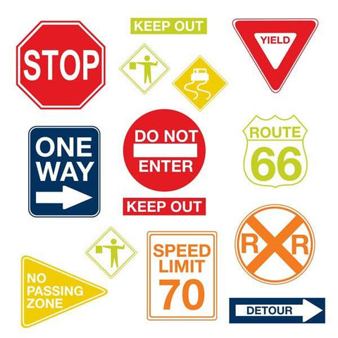 Road Signs Wall Art Sticker Kit