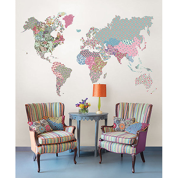 World Map - Boho -WPK2128 - by WallPops! – Wallpops UK