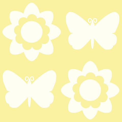 Butterfly and Flower Silhouettes - Ivory White