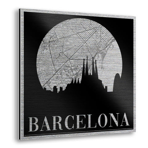 Barcelona Map Metal Wall Art