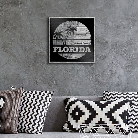 Miami Beach Florida Map Metal Wall Art