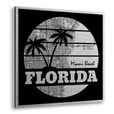 Miami Beach Florida Map Metal Wall Art