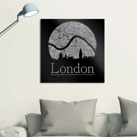 Large London Map Metal Wall Art