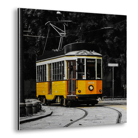 Yellow Tram Metal Wall Art