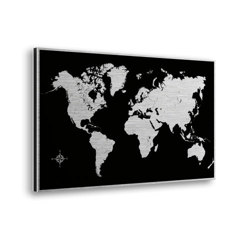 Black World Map Metal Wall Art