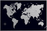 Black World Map Metal Wall Art