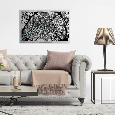 Paris Aerial Map Metal Wall Art