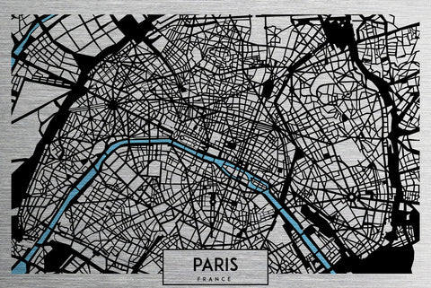 Paris Aerial Map Metal Wall Art