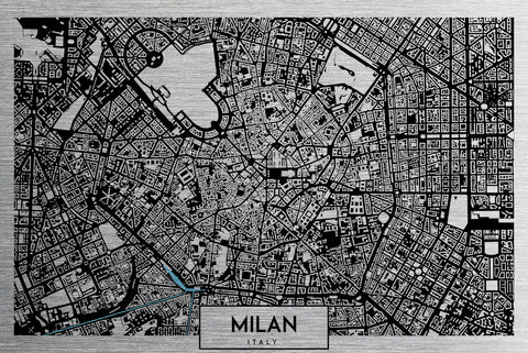 Milan Aerial Map Metal Wall Art