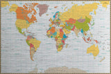 Political World Map Metal Wall Art