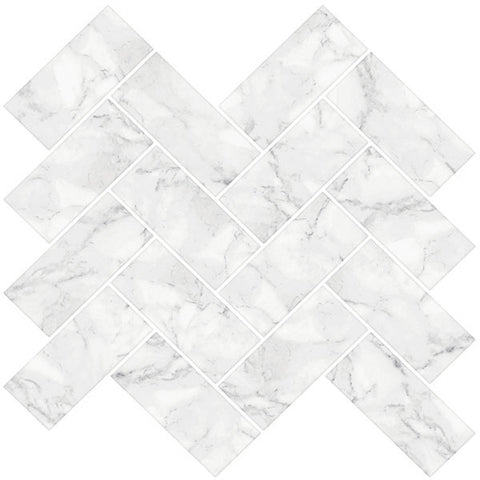 Herringbone Carrera Peel & Stick Backsplash Tiles