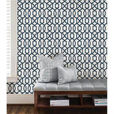 Navy Grand Trellis Peel And Stick Wallpaper