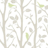 Grey and Green Sitting In A Tree Peel And Stick Wallpaper
