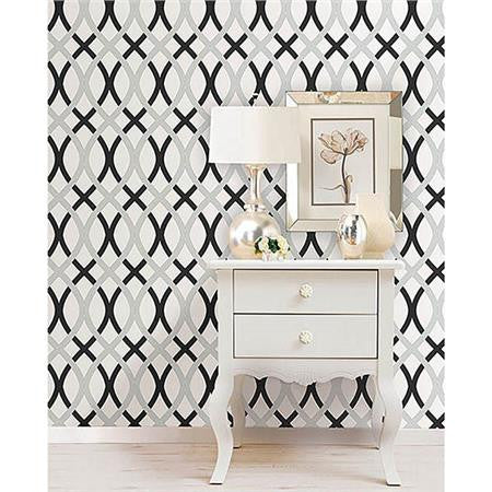 Black and Silver Lattice Peel And Stick Wallpaper