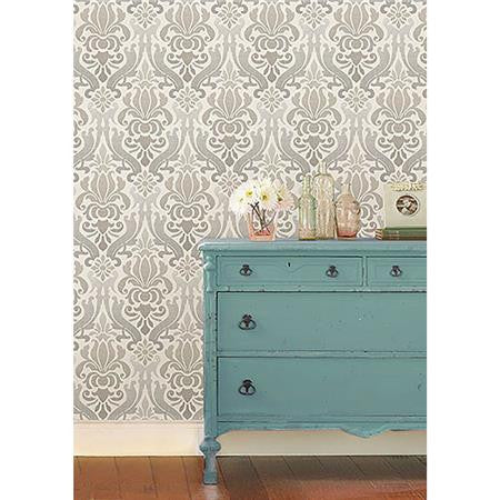 Grey Nouveau Damask Peel And Stick Wallpaper