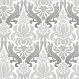 Grey Nouveau Damask Peel And Stick Wallpaper
