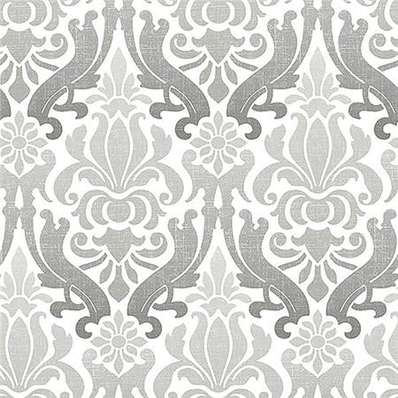 Grey Nouveau Damask Peel And Stick Wallpaper