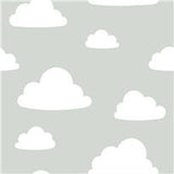 Clouds - Grey Peel and Stick Wallpaper 