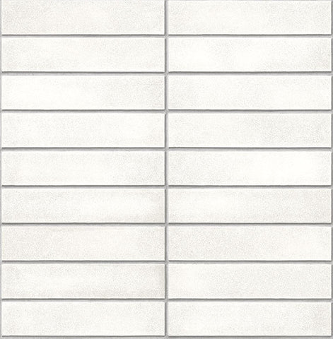 White Mid-Century Brick Peel and Stick Wallpaper