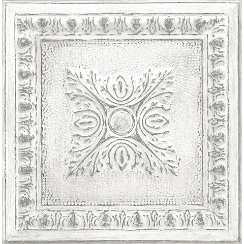 Reclaimed Tin - White Peel And Stick Wallpaper