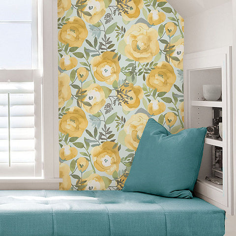 NuWallpaper Teal Summer Love Vinyl Peel And Stick Wallpaper, 216