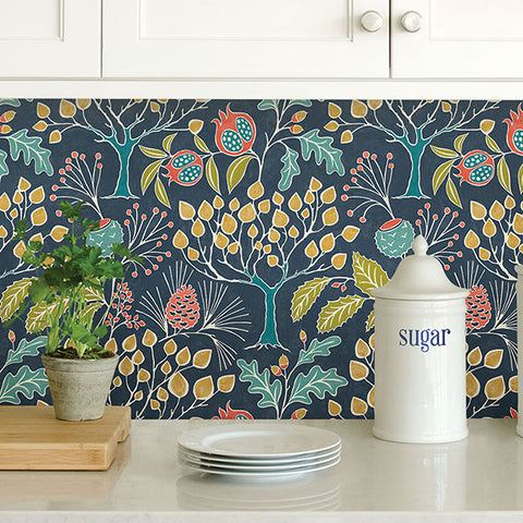 Groovy Garden – Navy Peel and Stick Wallpaper