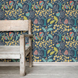 Groovy Garden – Navy Peel and Stick Wallpaper