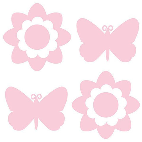 Butterfly and Flower Silhouettes - GiGi Pink